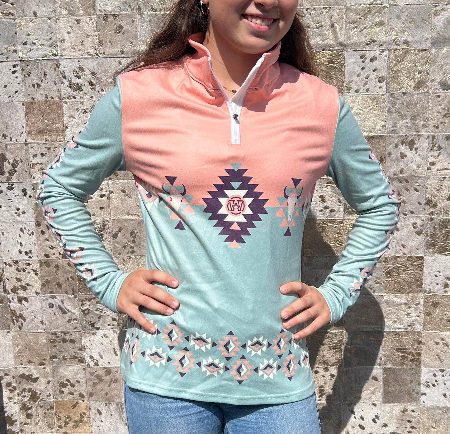 Women's long-sleeved sports vest 1/4 zip - Boho Bull