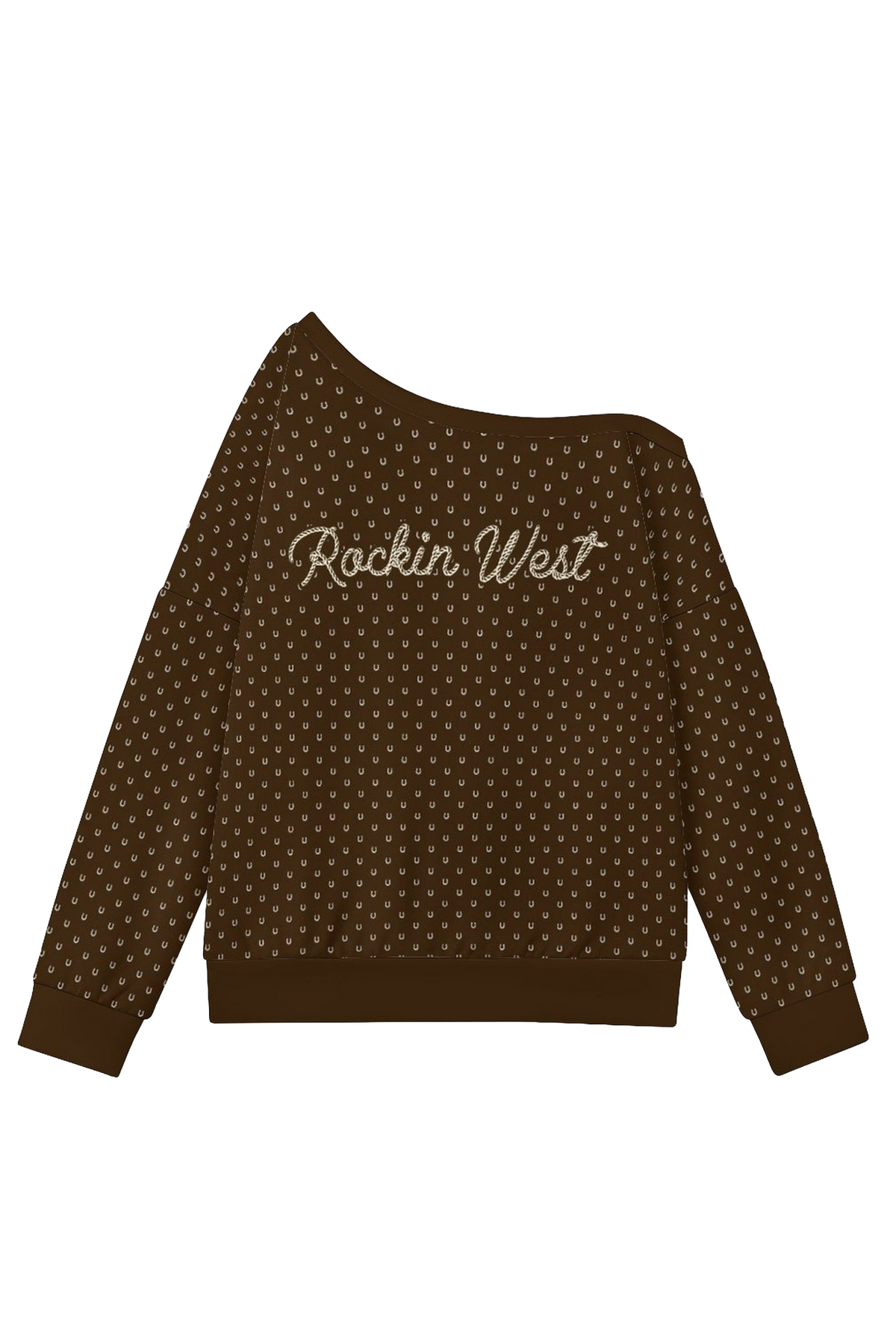 Sweat femme épaule basse - RW horseshoes pattern
