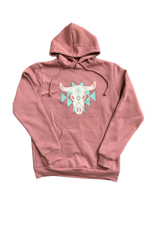 Hoodie femme - Aztec Bull rose