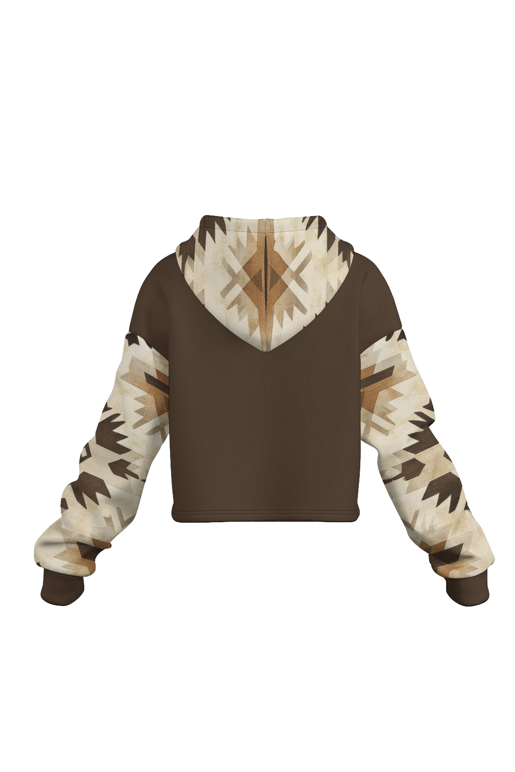 Hoodie femme court - RW aztec pattern brun