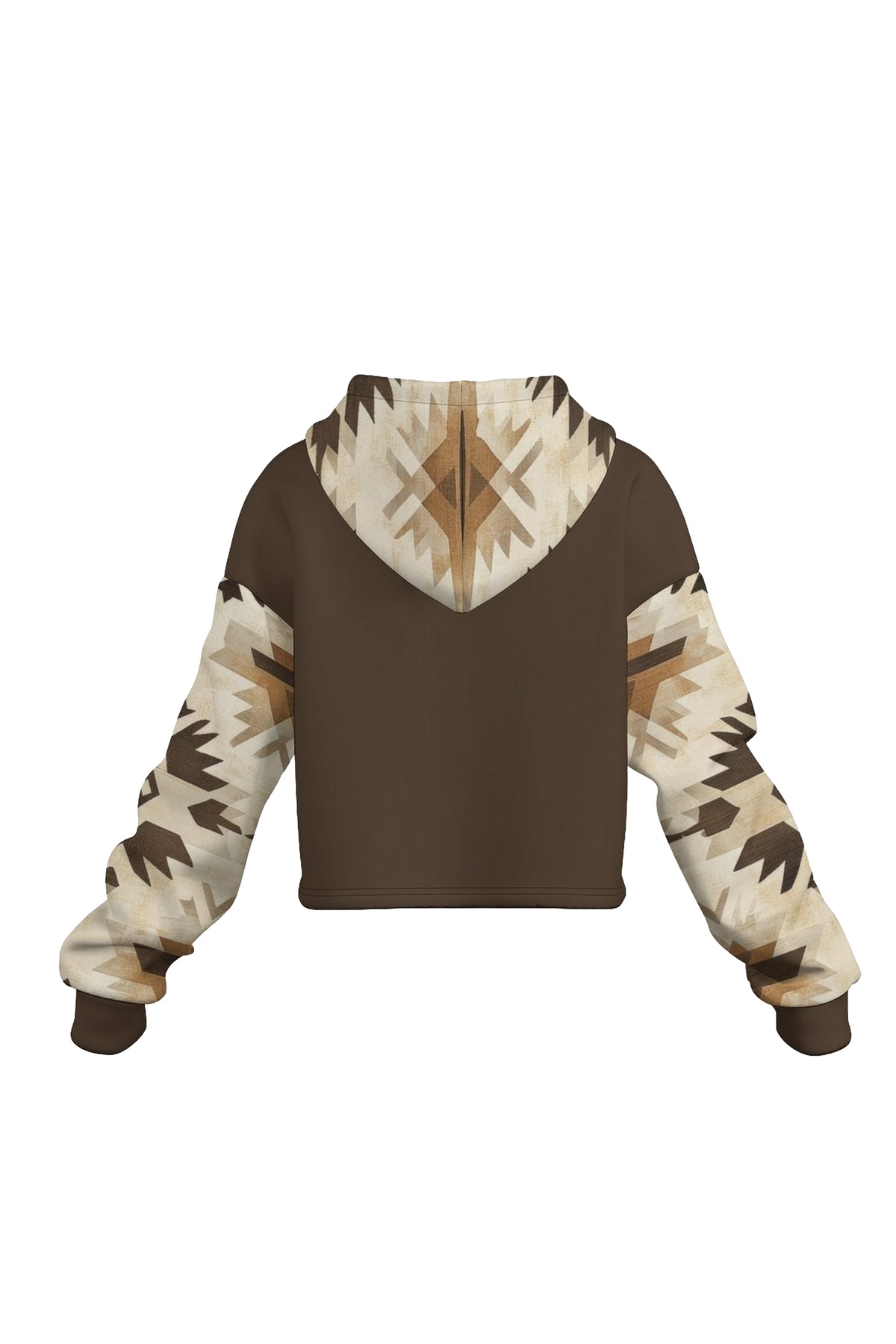 Hoodie femme court - RW aztec pattern brun