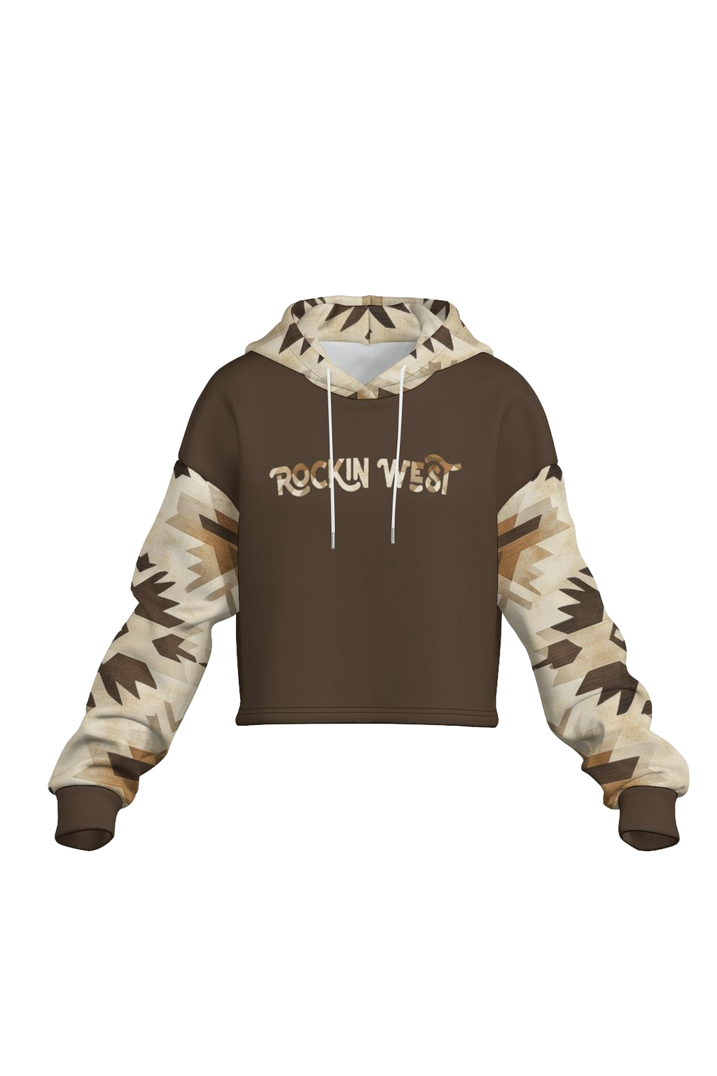 Hoodie femme court - RW aztec pattern brun