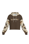 Hoodie femme court - RW aztec pattern brun