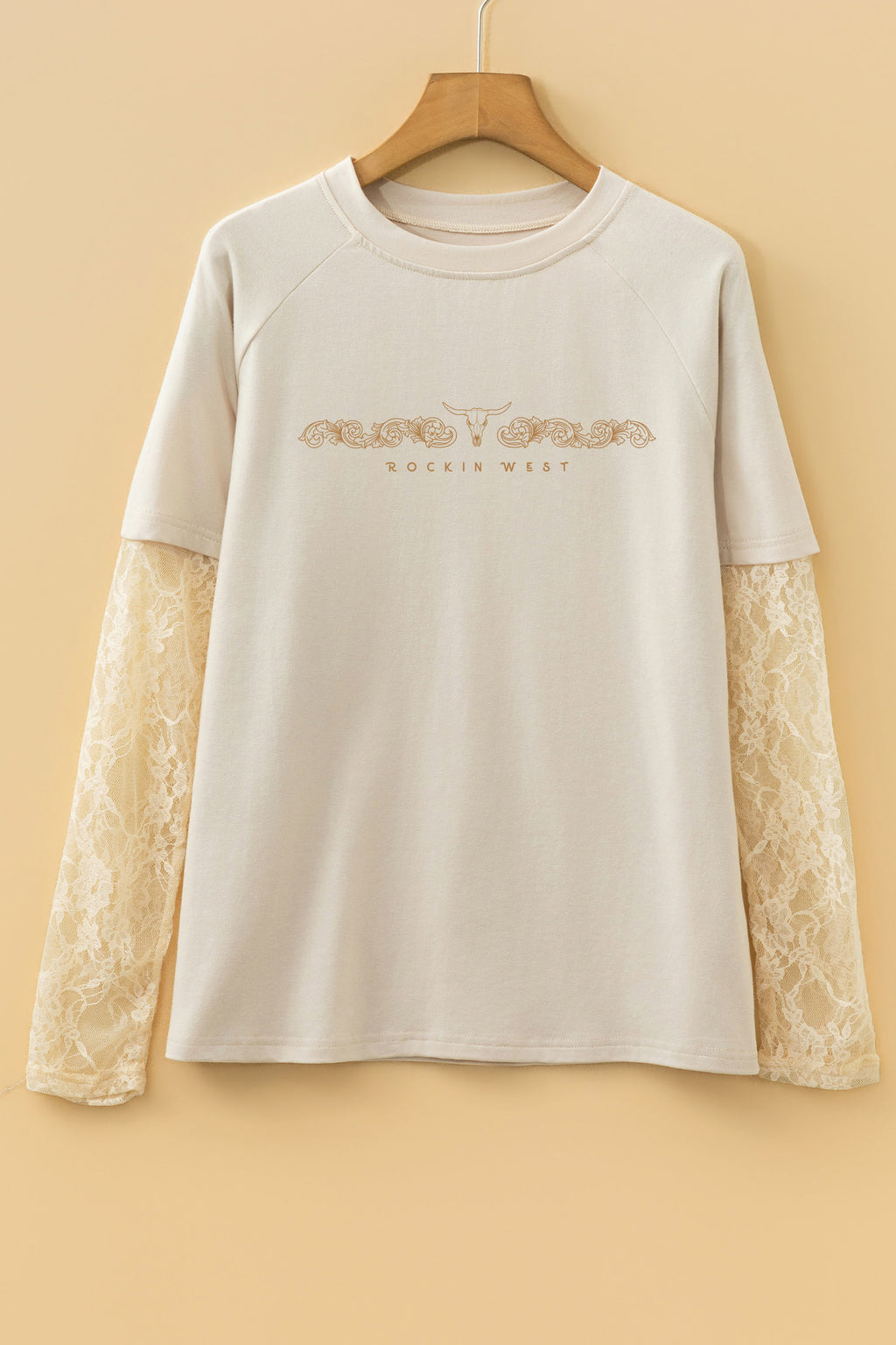 T-shirt femme manches longues en dentelles - Rockin West