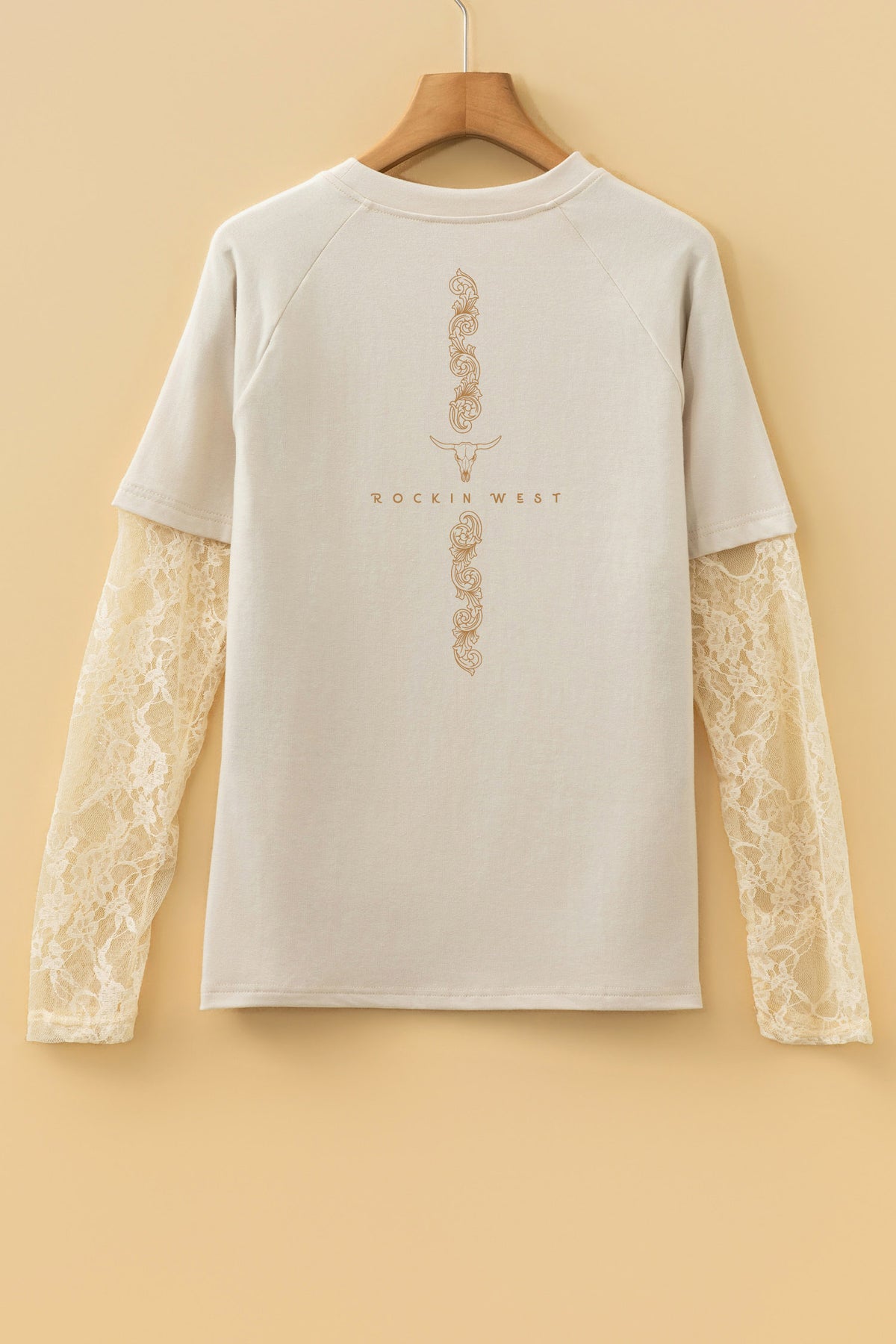 T-shirt femme manches longues en dentelles - Rockin West