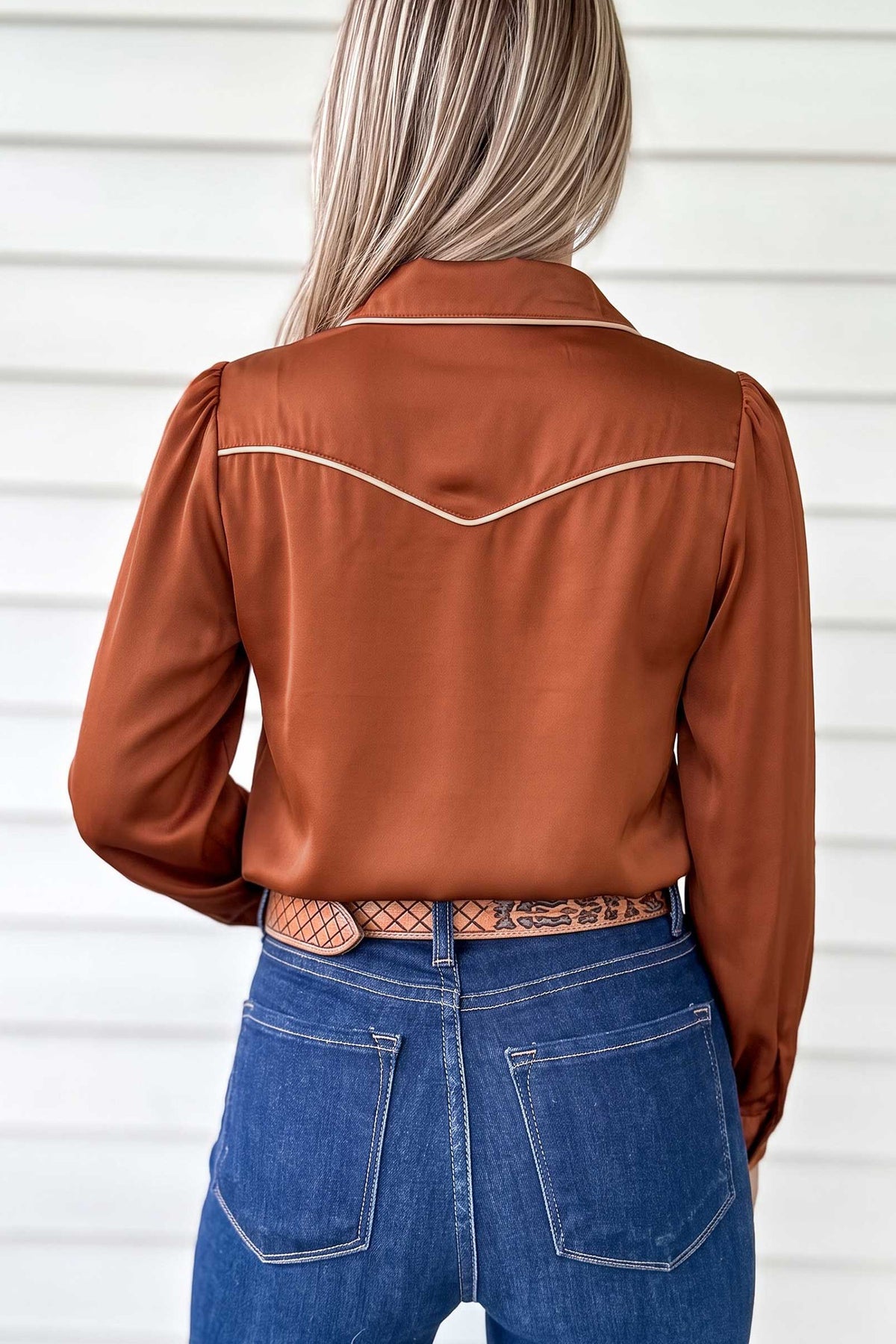 Chemise femme western avec applique et couture