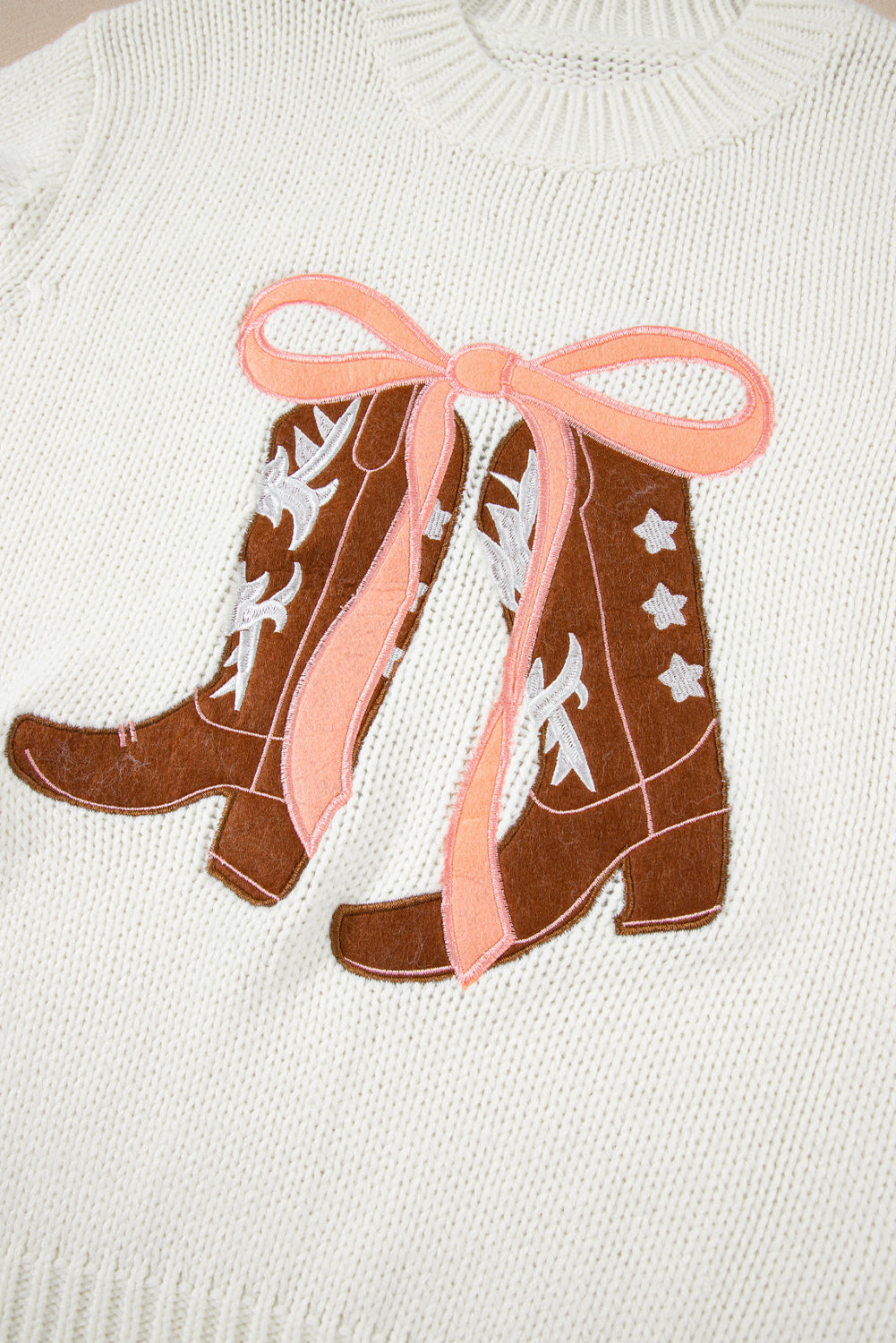 Sweater femme bottes cowboy brodées