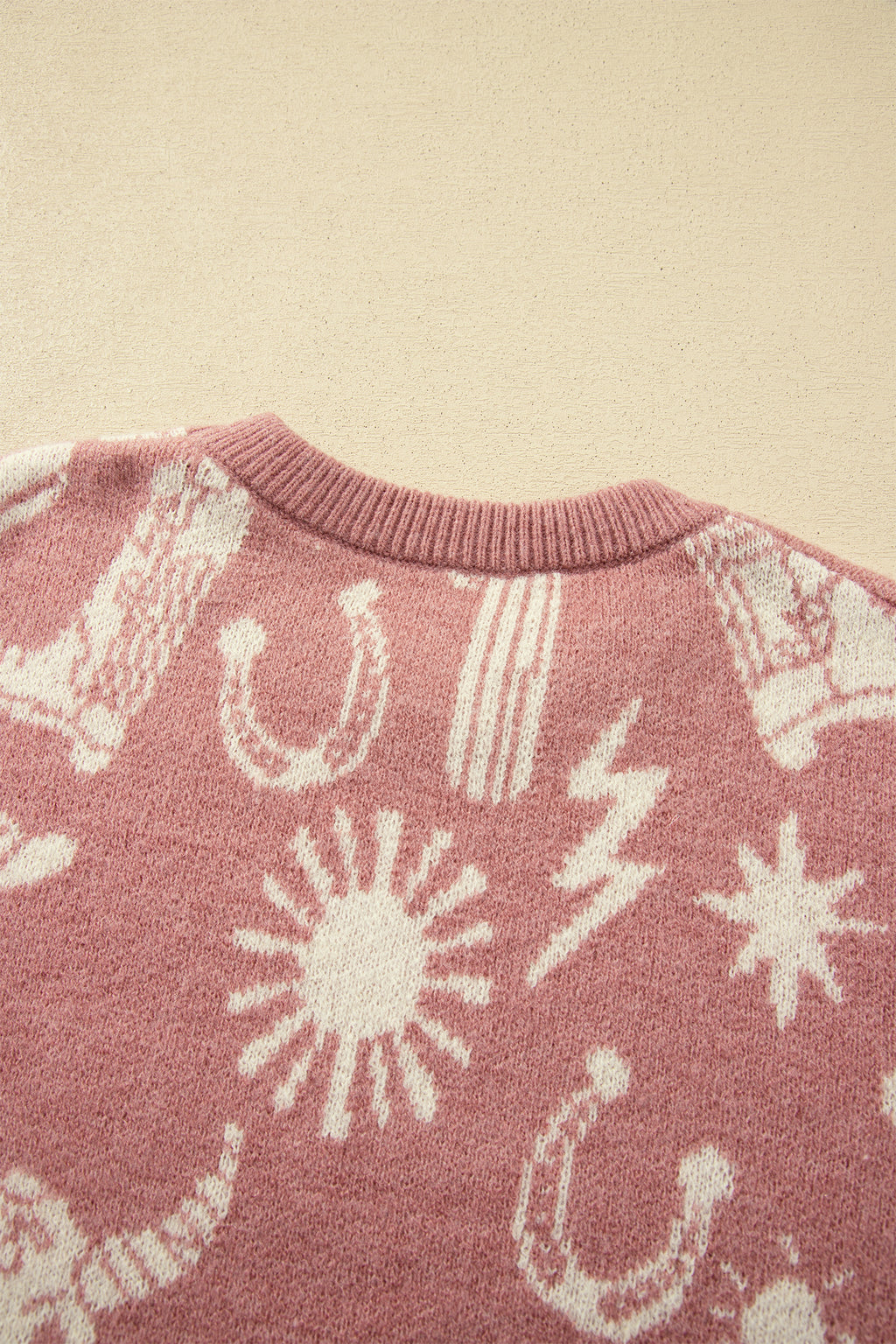 Sweater femme rose avec pattern western
