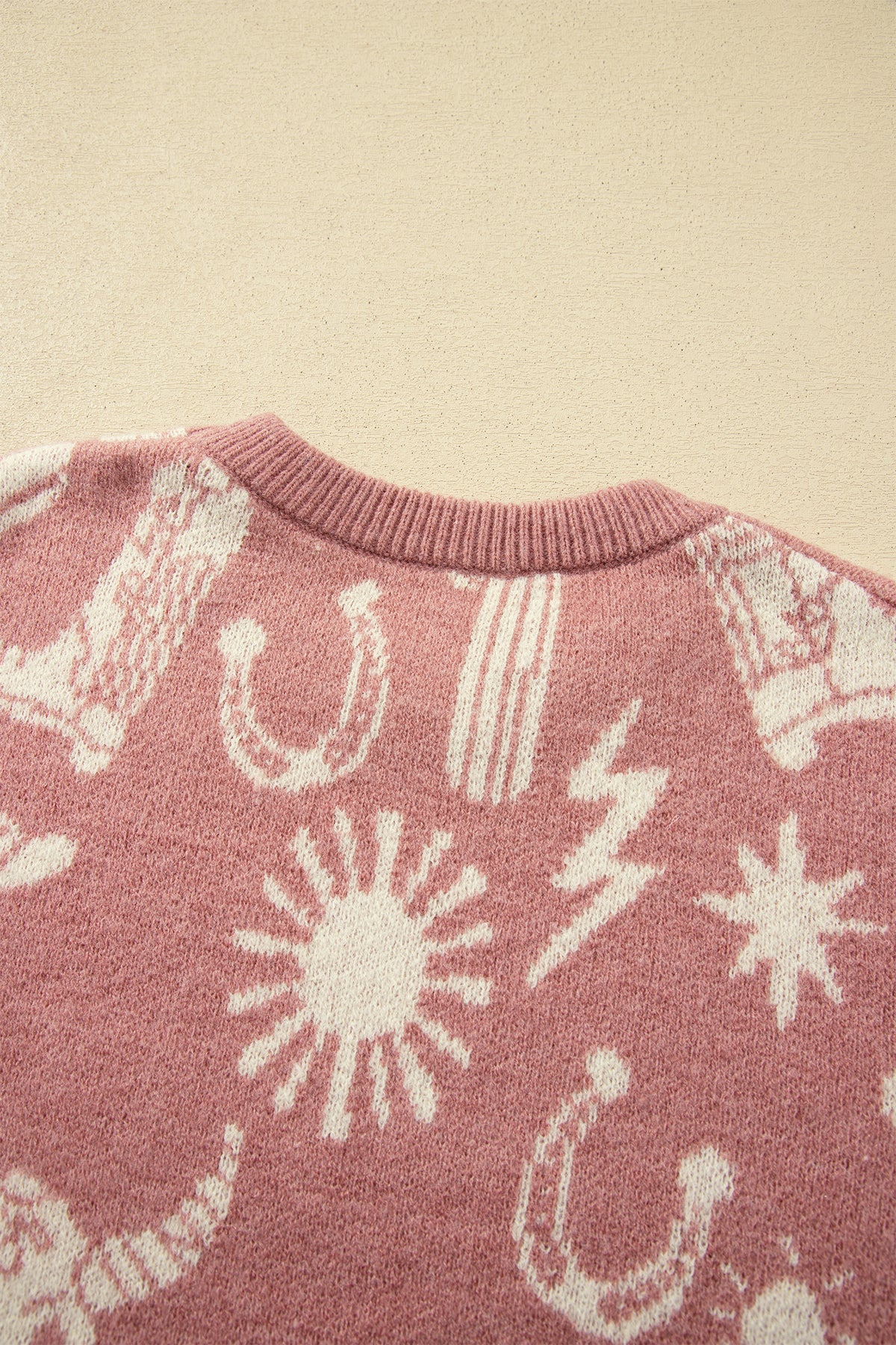 Sweater femme rose avec pattern western