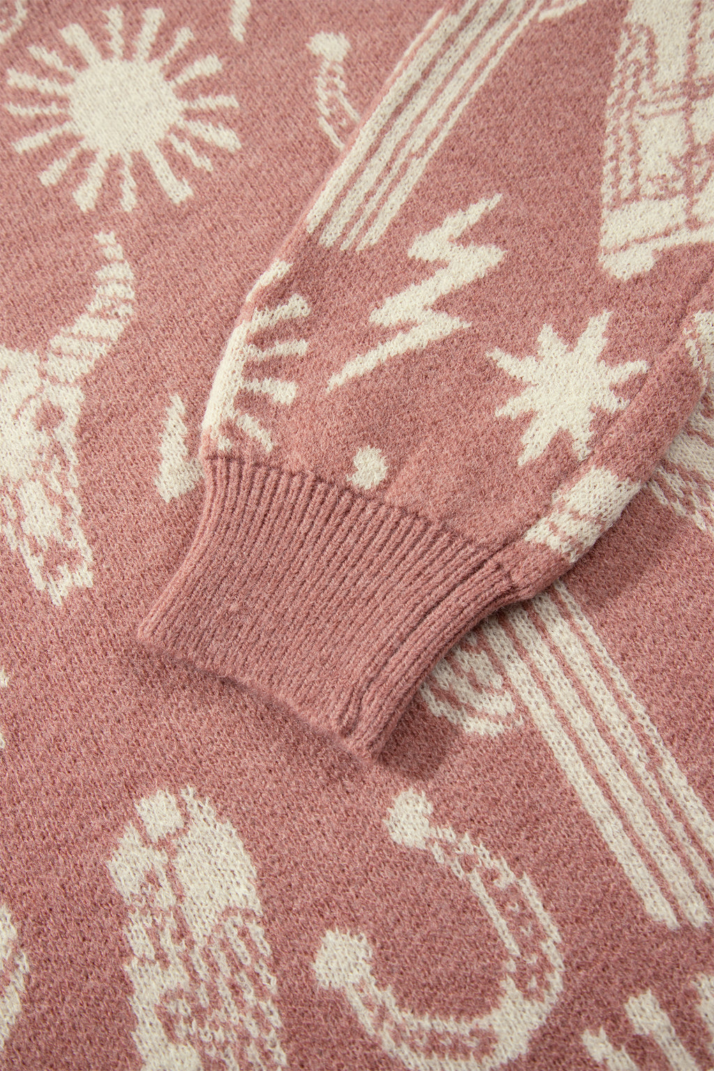 Sweater femme rose avec pattern western