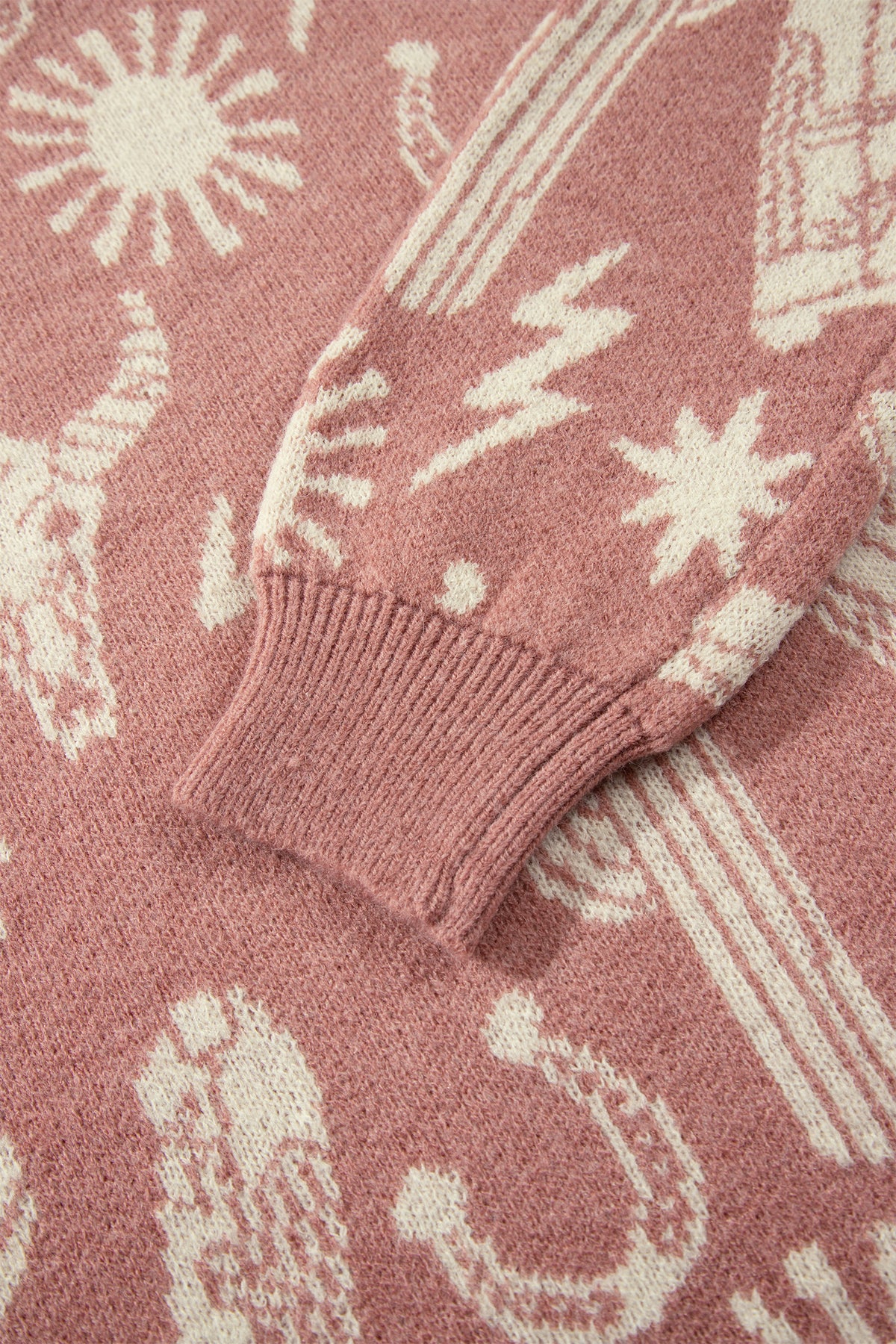 Sweater femme rose avec pattern western