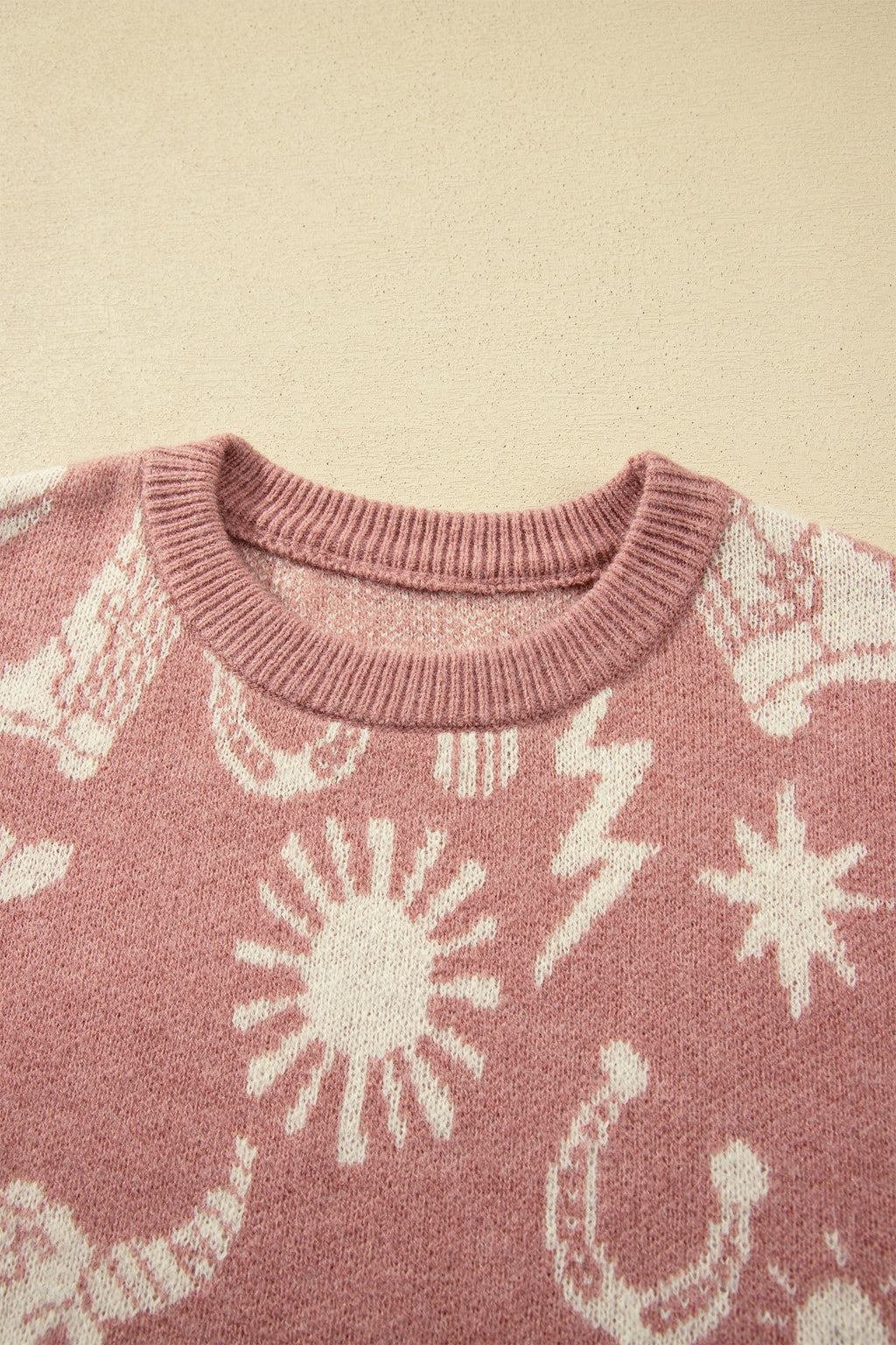 Sweater femme rose avec pattern western