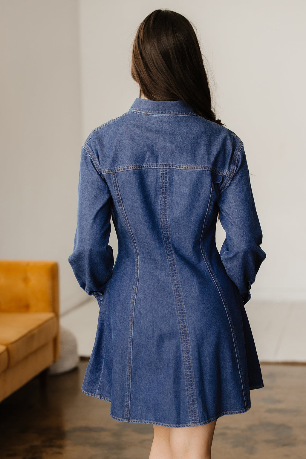 Robe femme en jeans manches longues