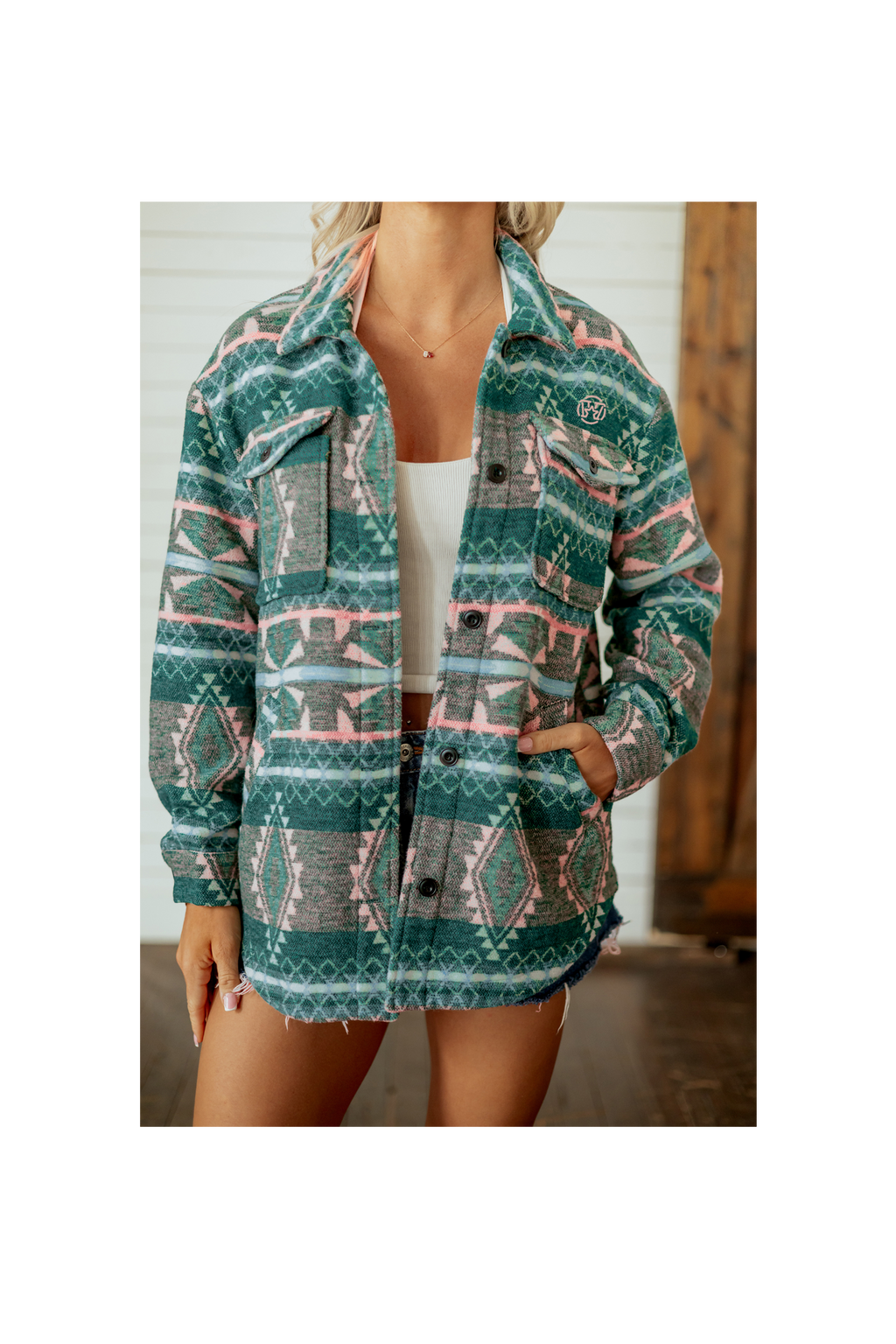 Surchemise femme motif aztec western