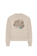 Molleton col rond femme - Leather flower turquoise
