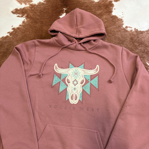 Hoodie femme - Aztec Bull rose