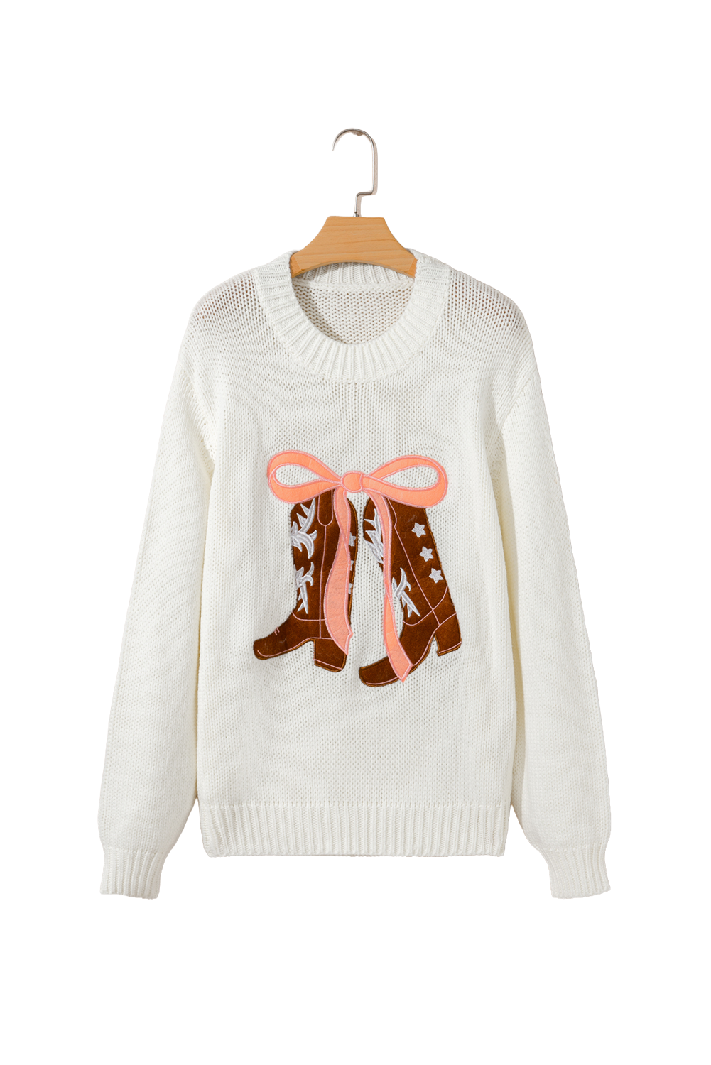 Sweater femme bottes cowboy brodées