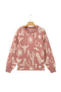 Sweater femme rose avec pattern western
