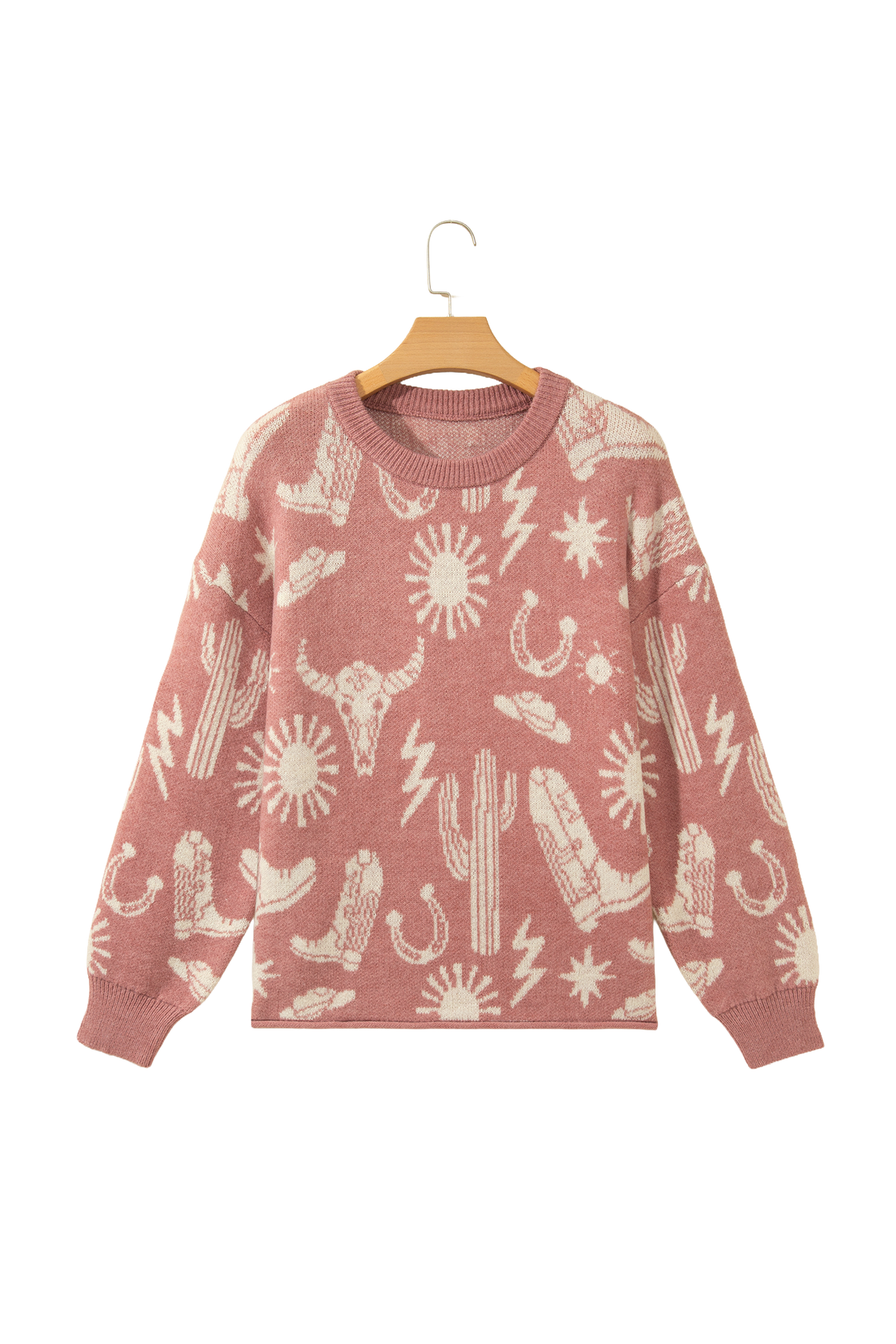 Sweater femme rose avec pattern western