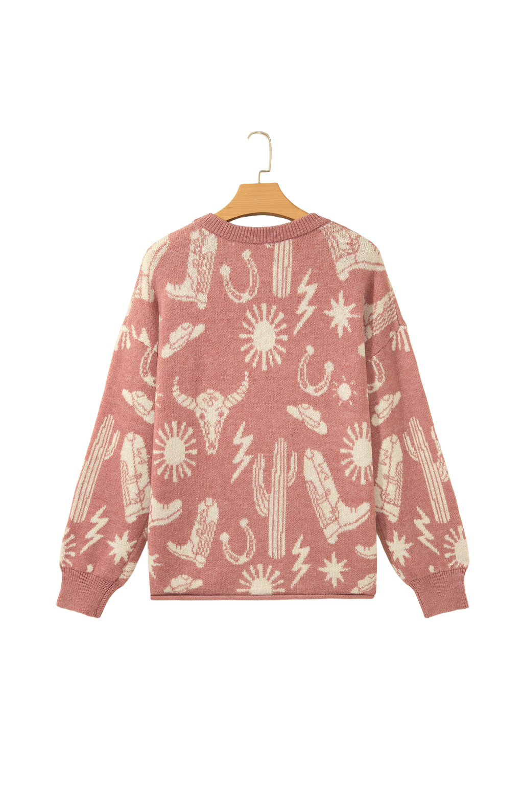 Sweater femme rose avec pattern western