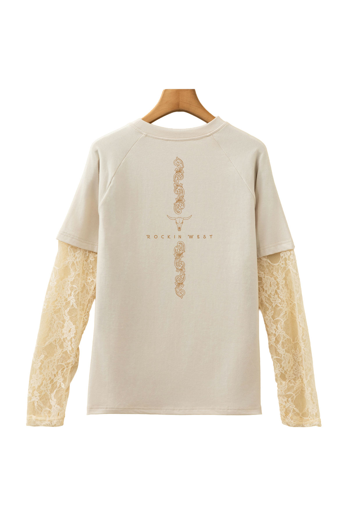 T-shirt femme manches longues en dentelles - Rockin West