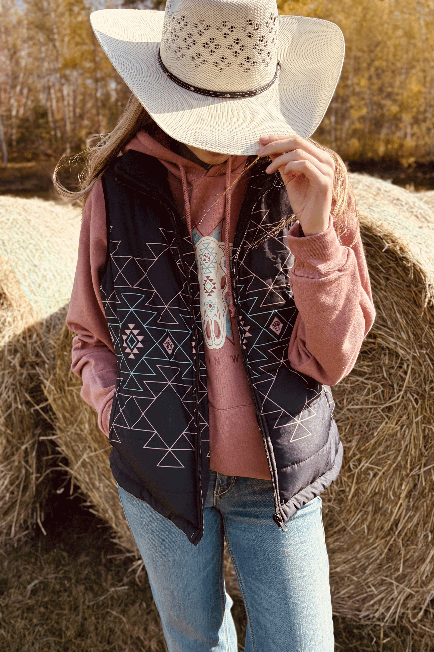 Veste femme - Aztec rose turquoise