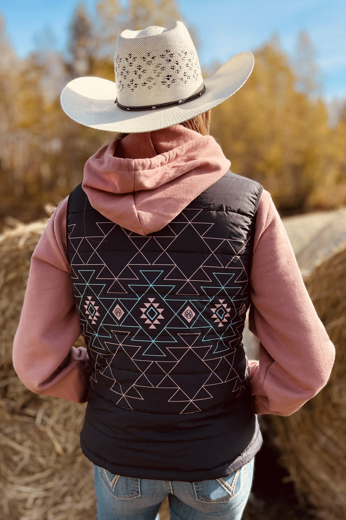 Veste femme - Aztec rose turquoise