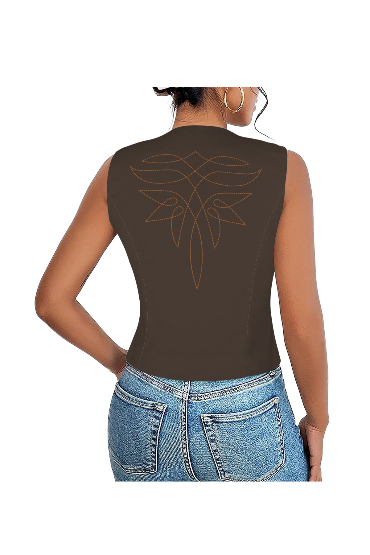 Veste femme - Brun motif broderie au dos